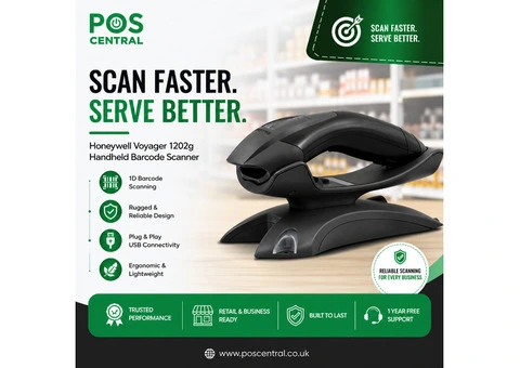 Honeywell Voyager 1202g Wireless Barcode Scanner for POS