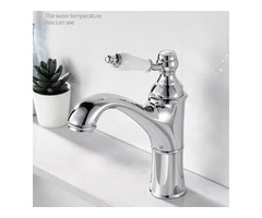 Chrome Brass Single Lever Ceramic Handle Deck Mounted Hot And Cold Basin Mixer Tap T0125C