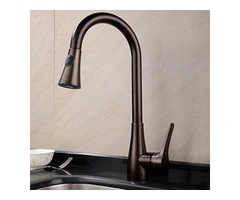 High Arc Oil Rubbed Brown Bronze Modern Single Handle 360°Swivel Pull Out Kitchen Taps TP0336