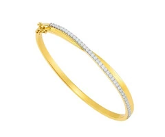9ct Yellow Gold 1.00ct Diamond Cross Bangle