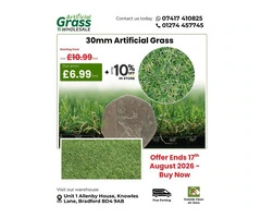 30mm Artificial Grass from JUST £6.99/m²