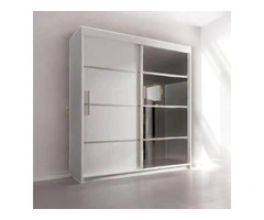 White Sliding Wardrobe 2 Door - Full Length Mirror - Modern Double Wardrobe 120cm / 150cm / 180cm