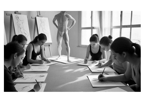Nude Male butler and life drawing model for event hire.