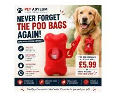 🐾 Red Bone-Shaped Dog Poo Bag Dispenser + 1 Roll of Bags