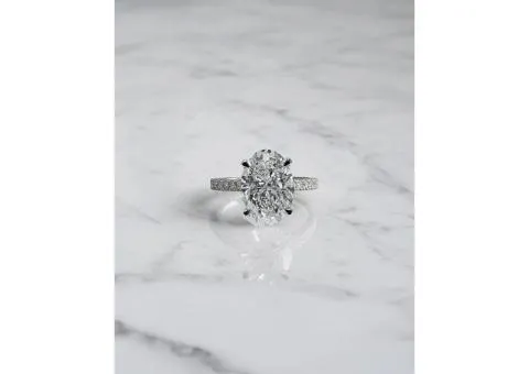 Oval Diamond Engagement Ring With 3ct Oval Lotus Head Diamond Band