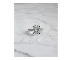 Oval Diamond Engagement Ring With 3ct Oval Lotus Head Diamond Band