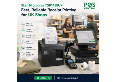 Star Micronics TSP143IIU+ USB Receipt Printer for UK Retail and Cafes - 2/3