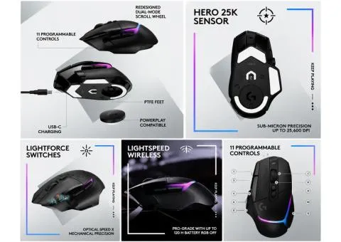 Logitech G502 X PLUS Wireless Gaming Mouse New