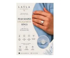 1.40ct Seamless Halo Pear Shaped Engagement Rings | Layla Diamonds