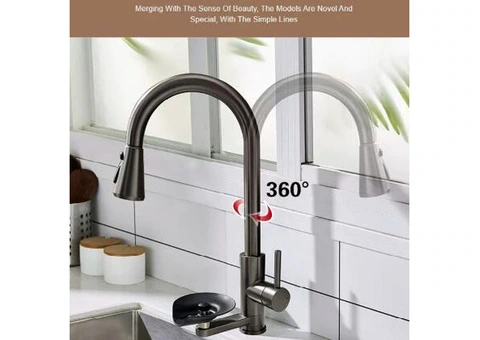 Matt Black Splash Proof Hot And Cold Water All-in-one Cup Washer With Pull-out Kitchen Sink Taps - 5/6