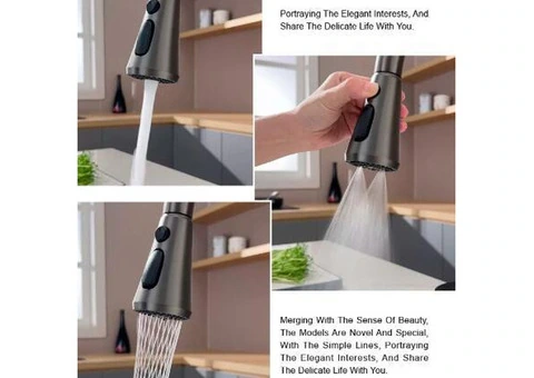 Matt Black Splash Proof Hot And Cold Water All-in-one Cup Washer With Pull-out Kitchen Sink Taps - 6/6