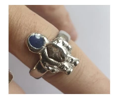 Solid Silver Spaceman Ring With Iron Meteorite