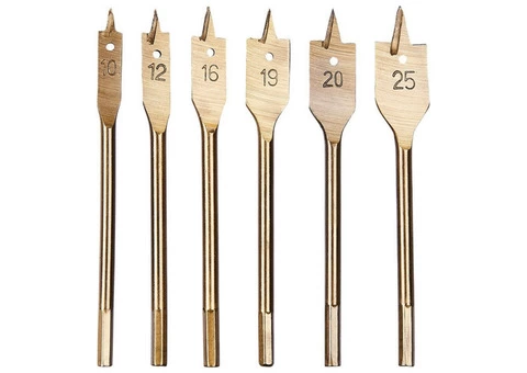 6 Pc Flat Wood Drill Bit Set
