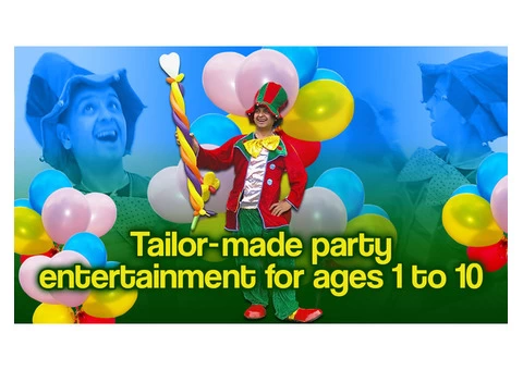 London party hire CLOWN MAGICIAN Childrens Entertanier Face Painter Balloon modeller - 1/8