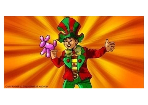 London party hire CLOWN MAGICIAN Childrens Entertanier Face Painter Balloon modeller - 6/8