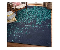 Vernal Lowa Persian Machine washable, Non Shedding, Non Slip Area Rug, Black/Teal.