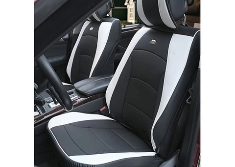 FH Group Car Seat Covers Front Set White Faux Leather Seat Cushions - 3/4