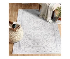 Vernal Felix Geometric Berber Grey & White Machine Washable Rug
