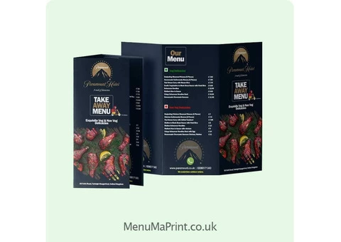 A3 Folded Menu | Leaflet Printing - A3 Takeaway Menu | MenuMa Print - 1/4