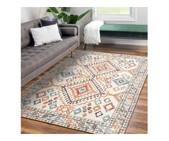 Vernal Yonker Orange/Blue/Cream Machine washable rugs