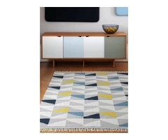Hackney Rug by Asiatic Carpets in Geo Mustard Design