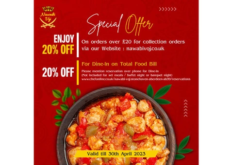 Nawabi Voj | 20% Off On Orders Over £20 (Collection Only) Valid till 30 April 2023