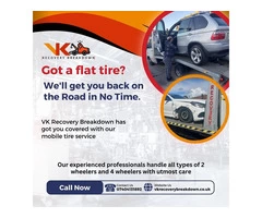 VK Recovery Breakdown has got you covered with our mobile tire service