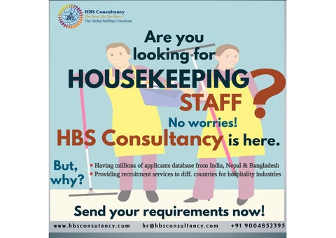 Looking for Housekeeping Staff from India, Nepal