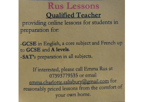 GCSE French and English preparation lessons