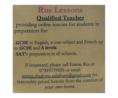 GCSE French and English preparation lessons