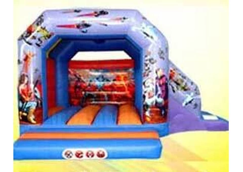 Superheroes Themed Bouncy Castle with Side Slide