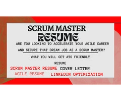 I will write scrum master resume, scrum master, pmp, agile resume, project management
