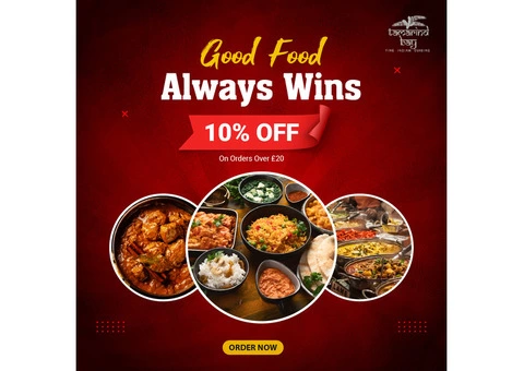 Tamarind Bay |  10% Discount On Orders Over £20 For All Takeaway Order