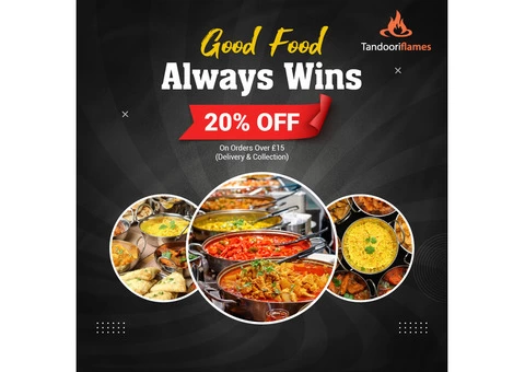 Tandoori Flames| 20% Discount On Orders Over £15 (Delivery & Collection)