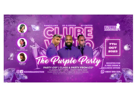Kizomba Addiction Anniversary: The Purple Party 7th Of October @ Clube Vicio