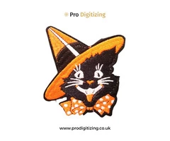 Get Halloween Witch's Black Cat Embroidered Iron on Applique Patches