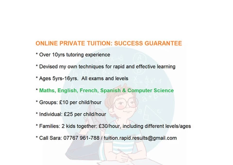 ONLINE PRIVATE TUITION: SUCCESS GUARANTEE