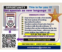Get spanish as new language with us for only $14 per hour class
